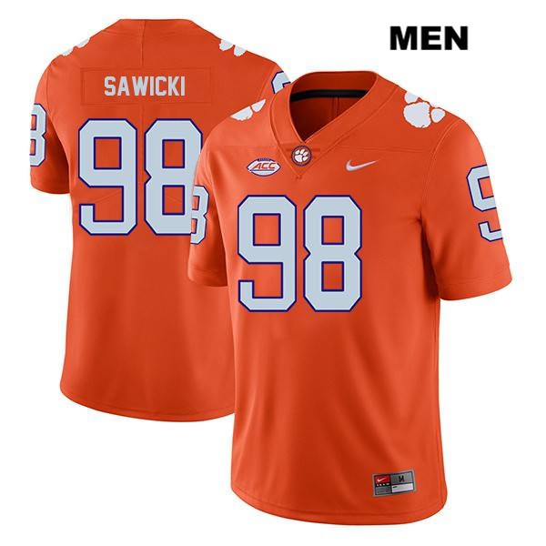 Men's Clemson Tigers #98 Steven Sawicki Stitched Orange Legend Authentic Nike NCAA College Football Jersey IUT7046JI